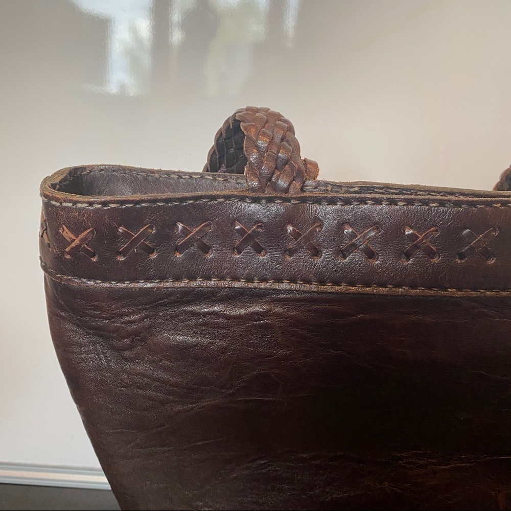 Leather Braided Strap Zipper Closure Shoulder Bag - Picture 5 of 11
